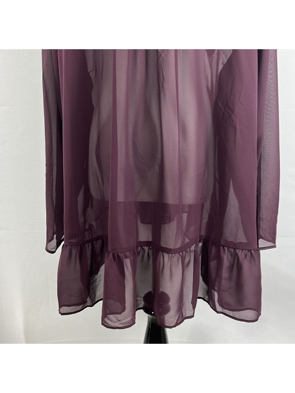 LOGO Lavish by Lori Goldstein Burgundy Sheer Peplum Top Beading Sequins 28W NWOT - Picture 8 of 12